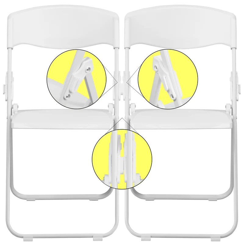 2 Pack Commercial Event Plastic Folding Chair with Ganging Brackets