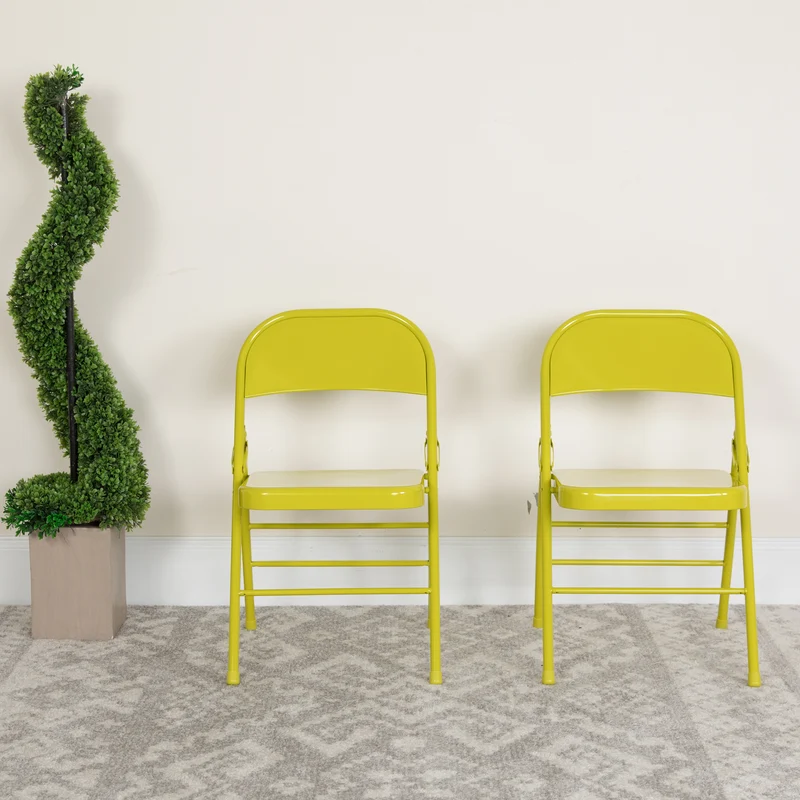 2 Pack Home & Office Colorful Metal Folding Chair Teen and Event Seating