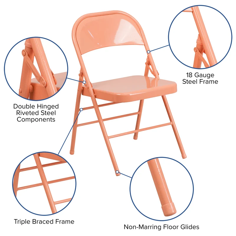 2 Pack Home & Office Colorful Metal Folding Chair Teen and Event Seating