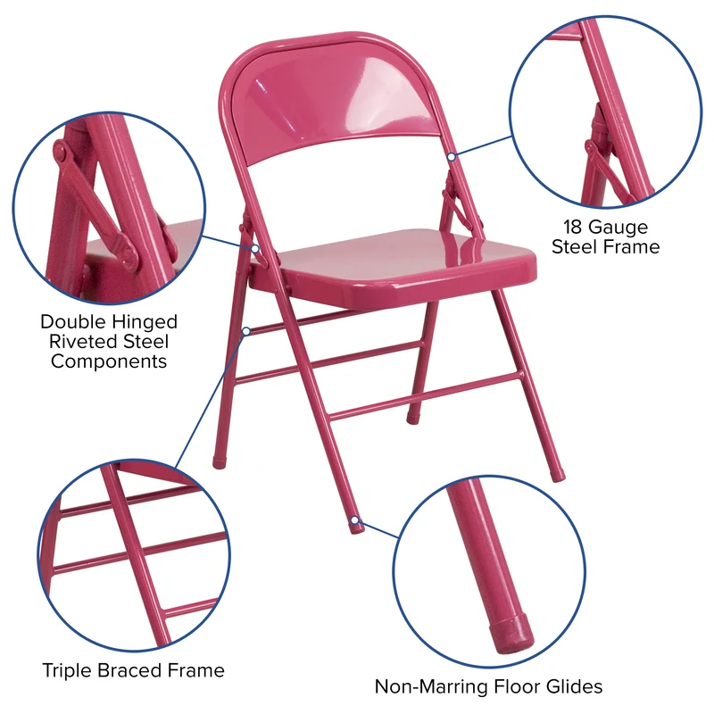 2 Pack Home & Office Colorful Metal Folding Chair Teen and Event Seating