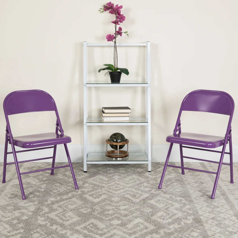 2 Pack Home & Office Colorful Metal Folding Chair Teen and Event Seating