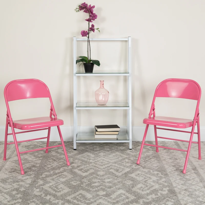 2 Pack Home & Office Colorful Metal Folding Chair Teen and Event Seating