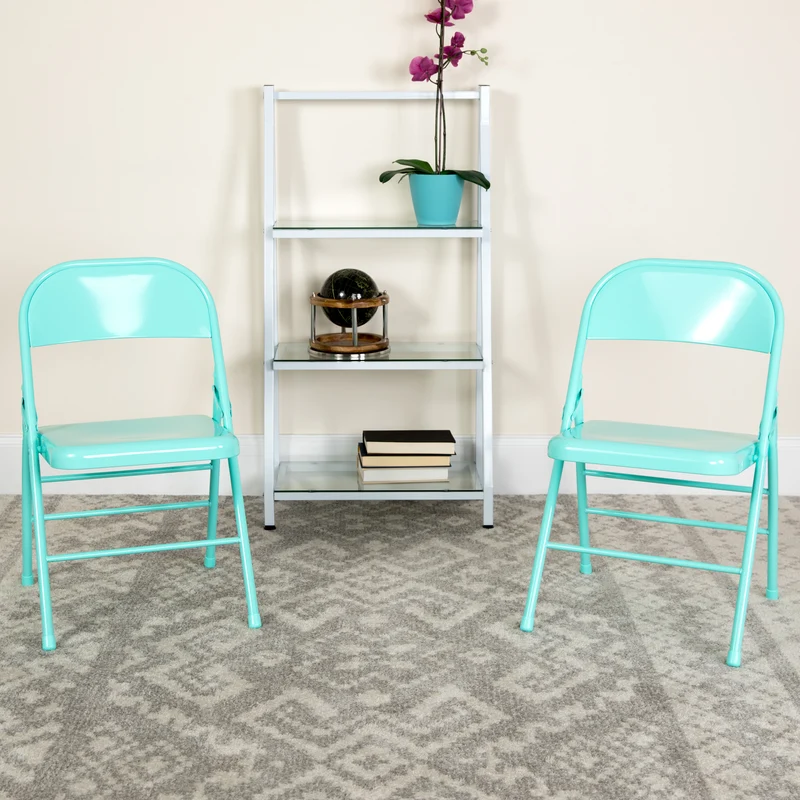 2 Pack Home & Office Colorful Metal Folding Chair Teen and Event Seating