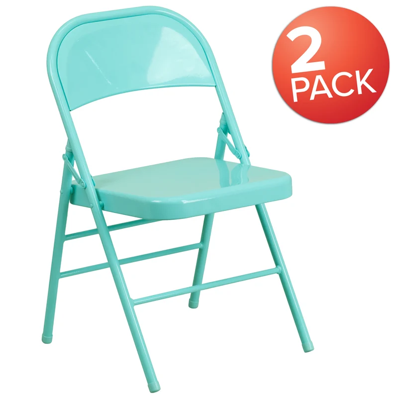 2 Pack Home & Office Colorful Metal Folding Chair Teen and Event Seating