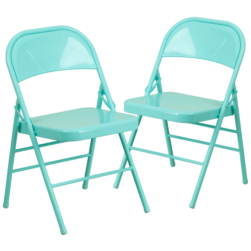 2 Pack Home & Office Colorful Metal Folding Chair Teen and Event Seating
