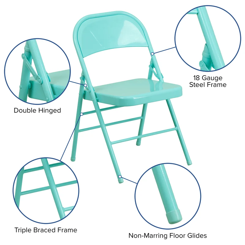 2 Pack Home & Office Colorful Metal Folding Chair Teen and Event Seating
