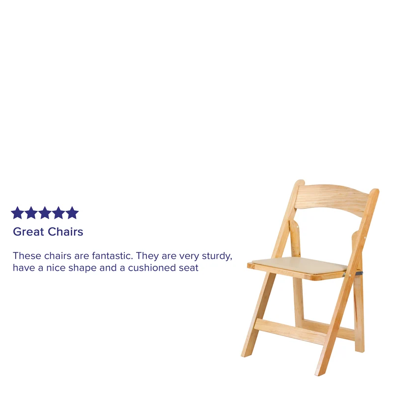 2 Pack Wedding Party Event Wood Folding Chair with Vinyl Padded Seat