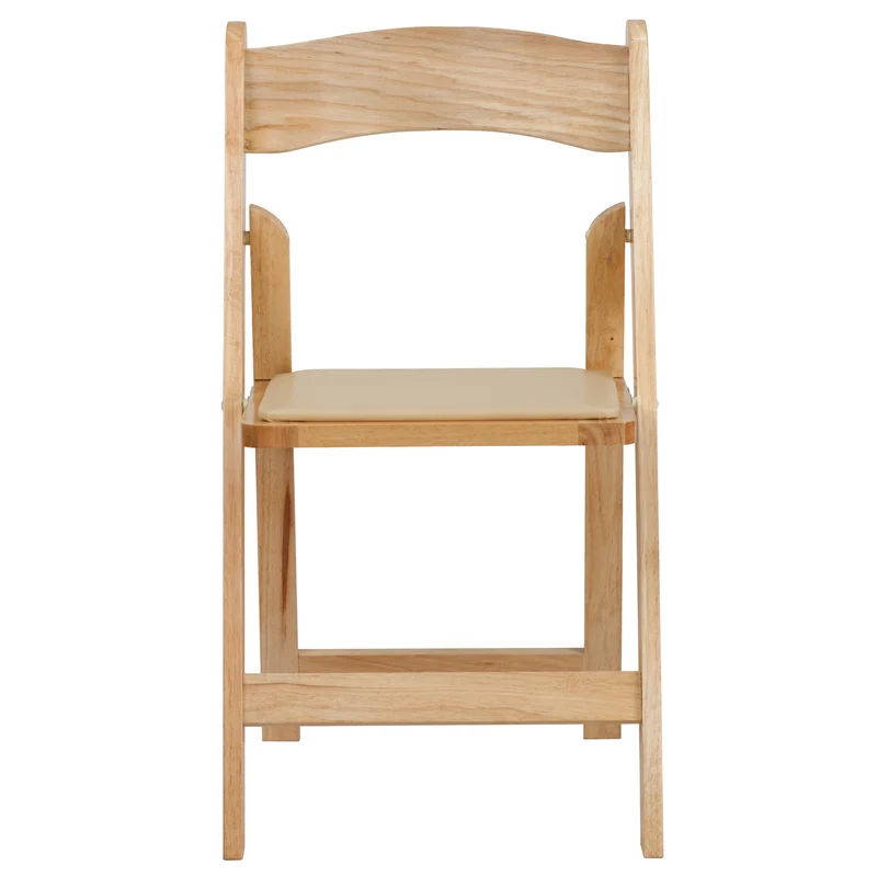 2 Pack Wedding Party Event Wood Folding Chair with Vinyl Padded Seat