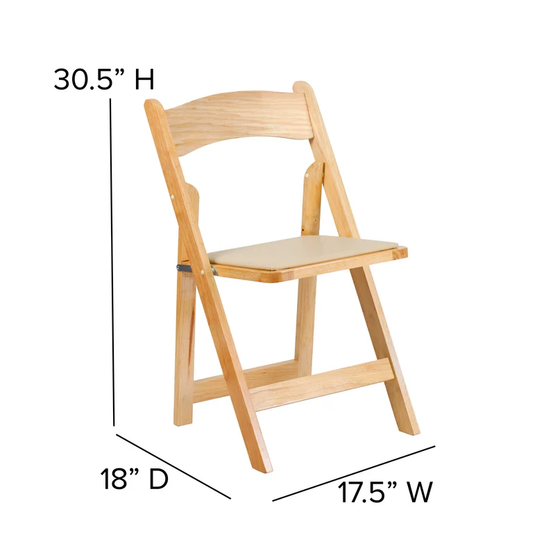 2 Pack Wedding Party Event Wood Folding Chair with Vinyl Padded Seat
