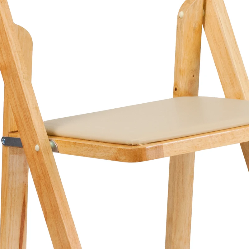 2 Pack Wedding Party Event Wood Folding Chair with Vinyl Padded Seat