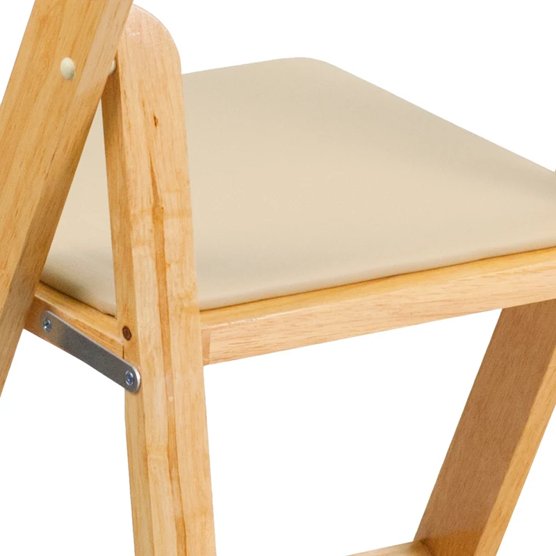 2 Pack Wedding Party Event Wood Folding Chair with Vinyl Padded Seat