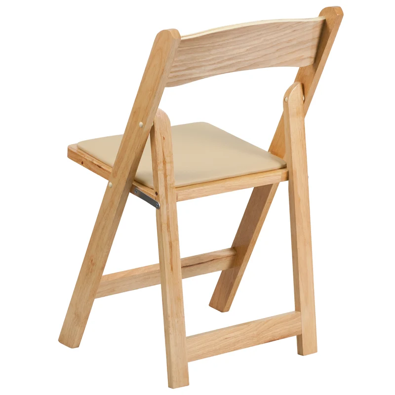 2 Pack Wedding Party Event Wood Folding Chair with Vinyl Padded Seat