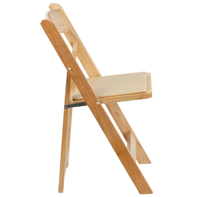 2 Pack Wedding Party Event Wood Folding Chair with Vinyl Padded Seat