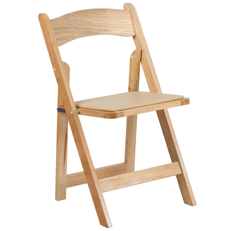 2 Pack Wedding Party Event Wood Folding Chair with Vinyl Padded Seat
