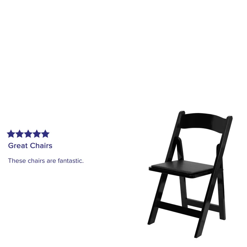 2 Pack Wedding Party Event Wood Folding Chair with Vinyl Padded Seat