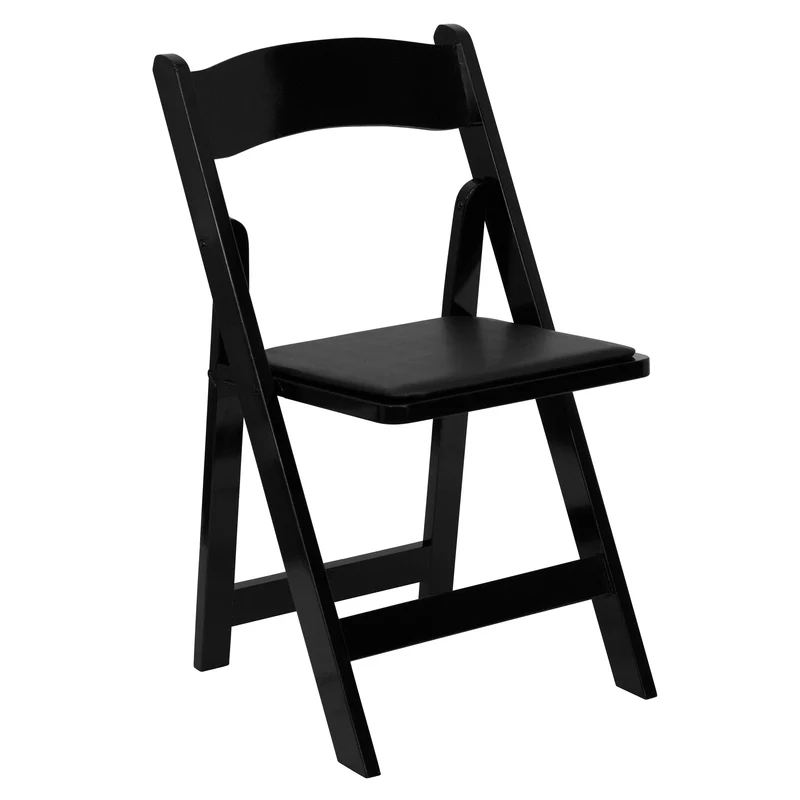2 Pack Wedding Party Event Wood Folding Chair with Vinyl Padded Seat