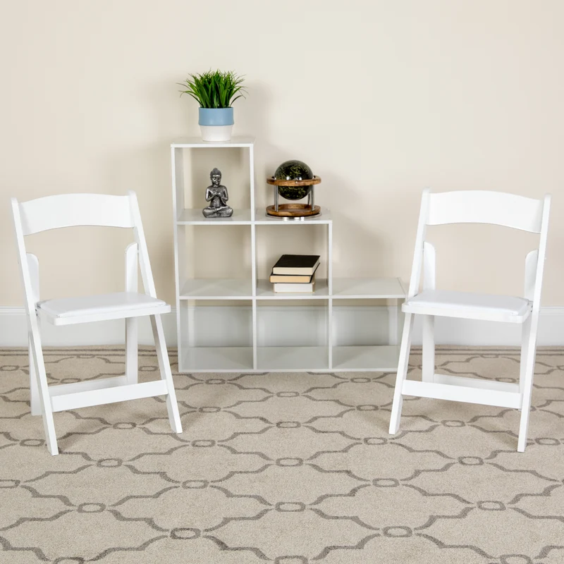2 Pack Wedding Party Event Wood Folding Chair with Vinyl Padded Seat