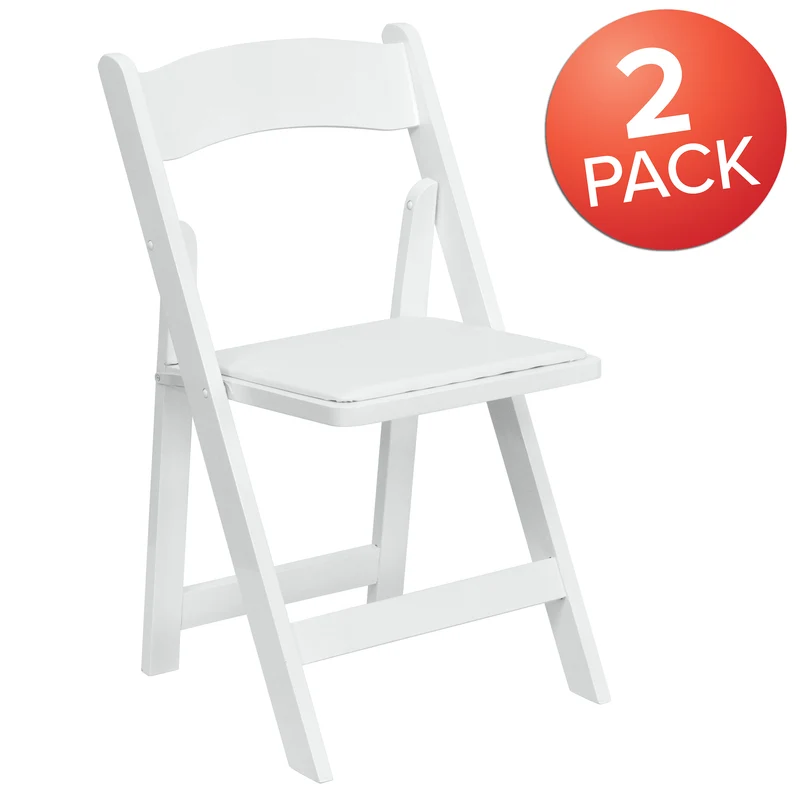 2 Pack Wedding Party Event Wood Folding Chair with Vinyl Padded Seat