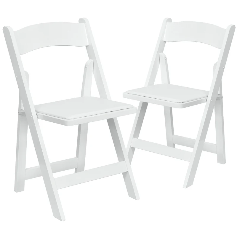 2 Pack Wedding Party Event Wood Folding Chair with Vinyl Padded Seat