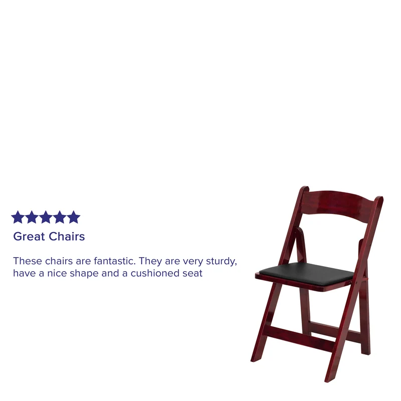 2 Pack Wedding Party Event Wood Folding Chair with Vinyl Padded Seat
