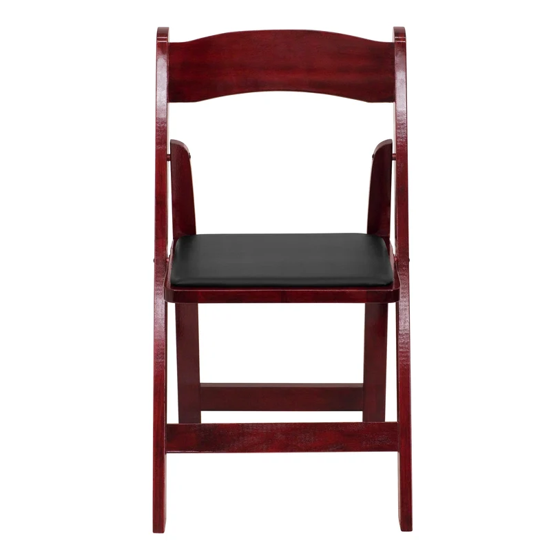 2 Pack Wedding Party Event Wood Folding Chair with Vinyl Padded Seat