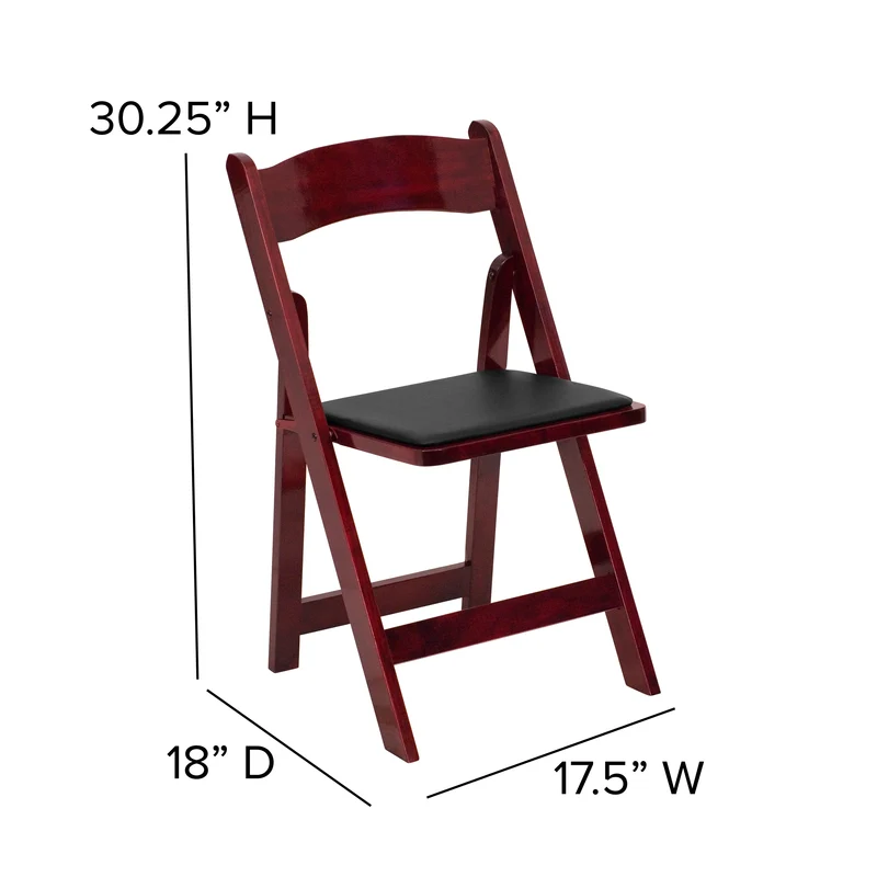 2 Pack Wedding Party Event Wood Folding Chair with Vinyl Padded Seat