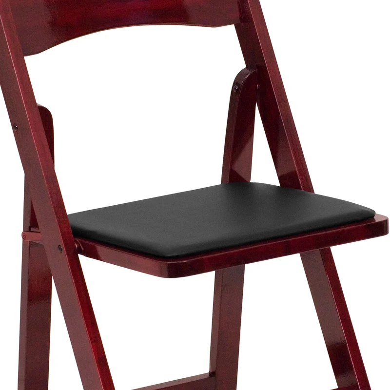 2 Pack Wedding Party Event Wood Folding Chair with Vinyl Padded Seat
