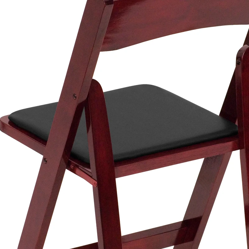 2 Pack Wedding Party Event Wood Folding Chair with Vinyl Padded Seat