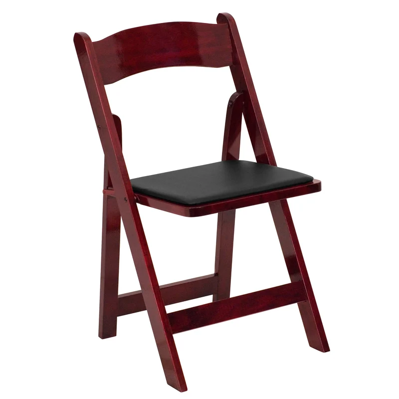 2 Pack Wedding Party Event Wood Folding Chair with Vinyl Padded Seat