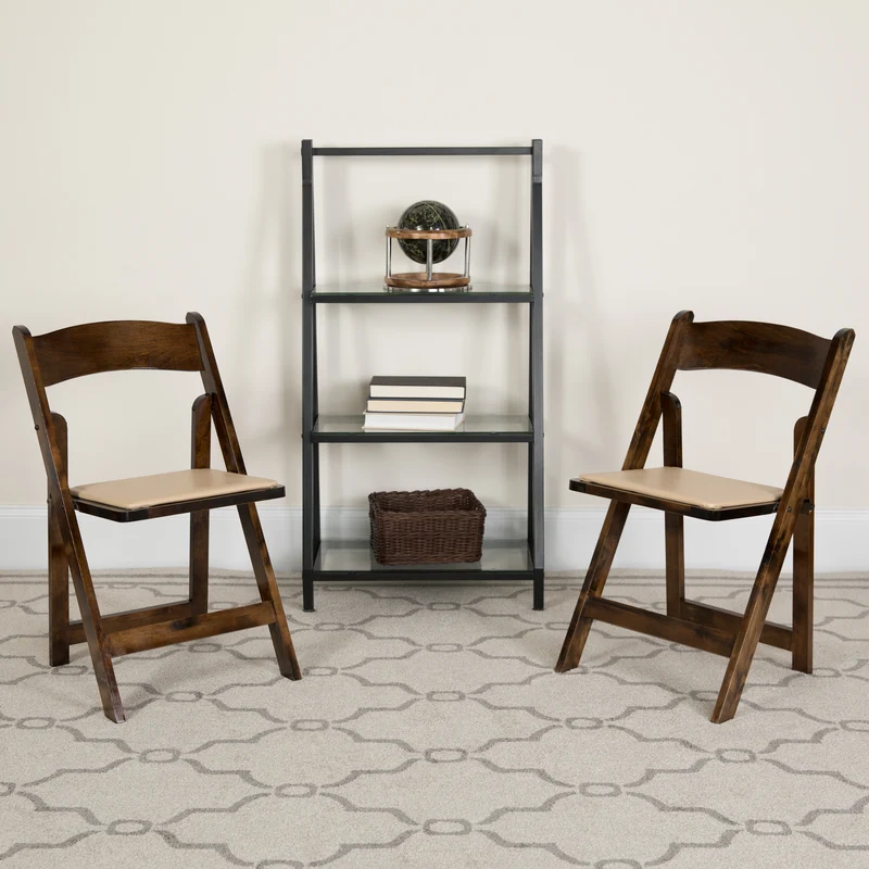 2 Pack Wedding Party Event Wood Folding Chair with Vinyl Padded Seat