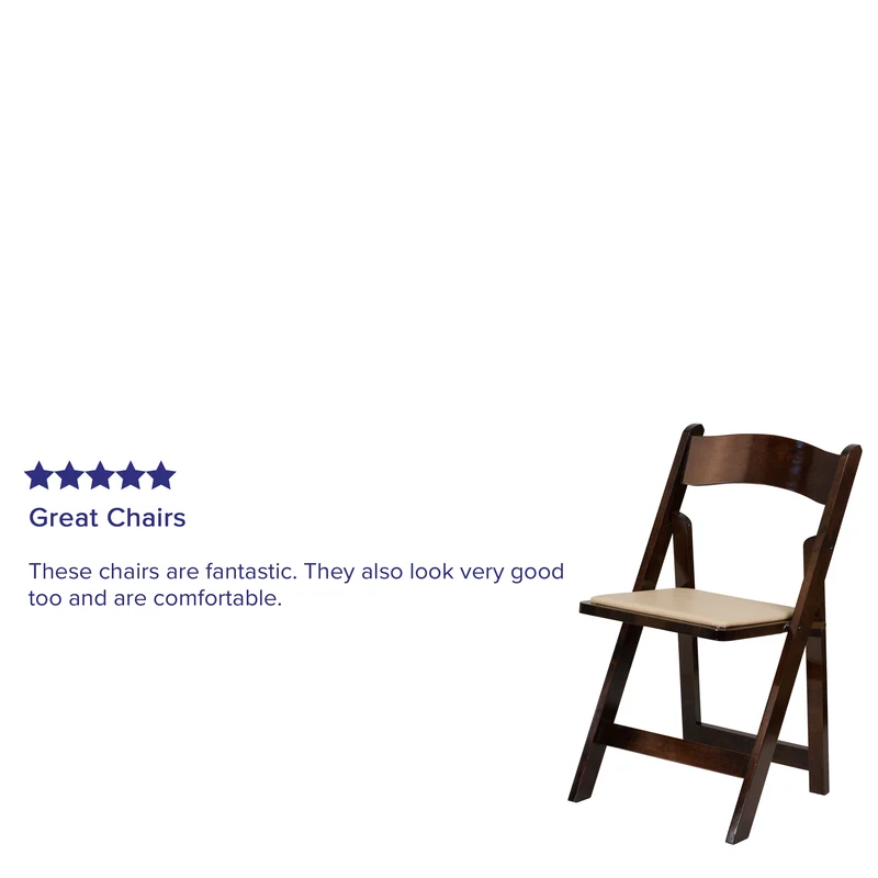 2 Pack Wedding Party Event Wood Folding Chair with Vinyl Padded Seat