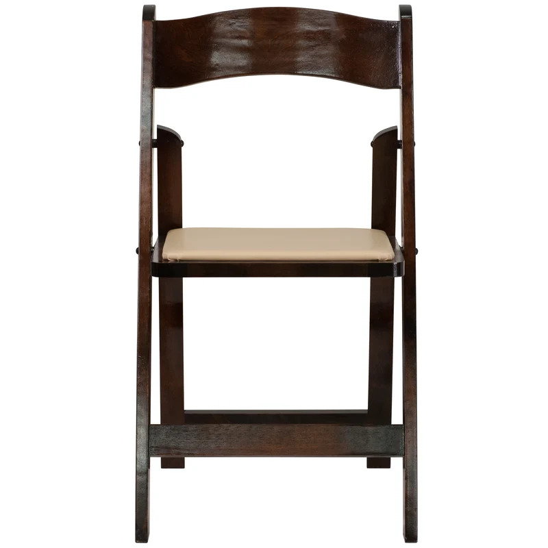 2 Pack Wedding Party Event Wood Folding Chair with Vinyl Padded Seat