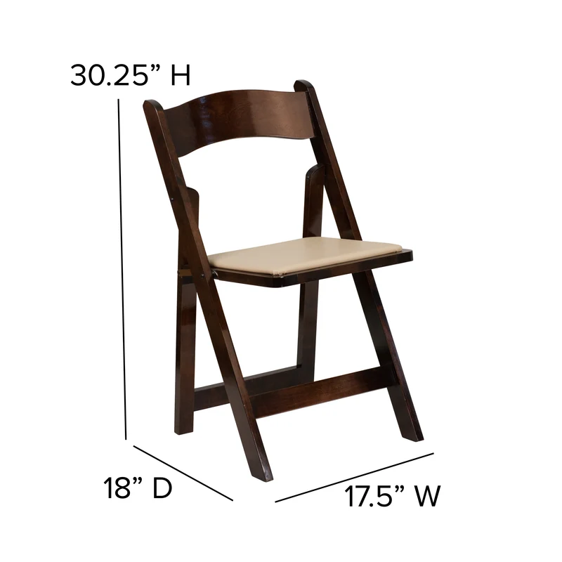 2 Pack Wedding Party Event Wood Folding Chair with Vinyl Padded Seat