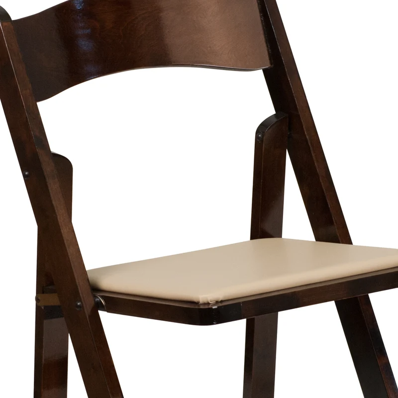 2 Pack Wedding Party Event Wood Folding Chair with Vinyl Padded Seat