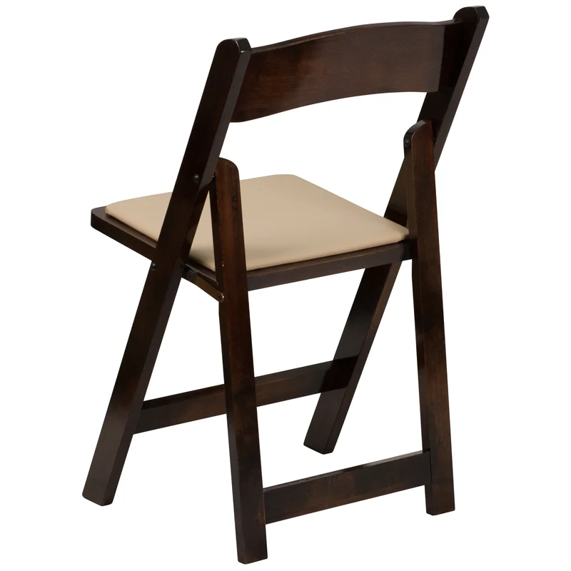 2 Pack Wedding Party Event Wood Folding Chair with Vinyl Padded Seat