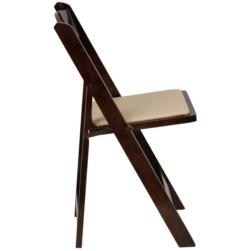 2 Pack Wedding Party Event Wood Folding Chair with Vinyl Padded Seat