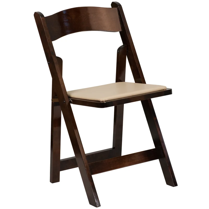 2 Pack Wedding Party Event Wood Folding Chair with Vinyl Padded Seat