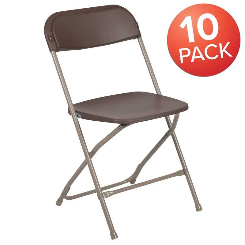 Set of 10 Stackable Folding Plastic Chairs - 650 LB Weight Capacity