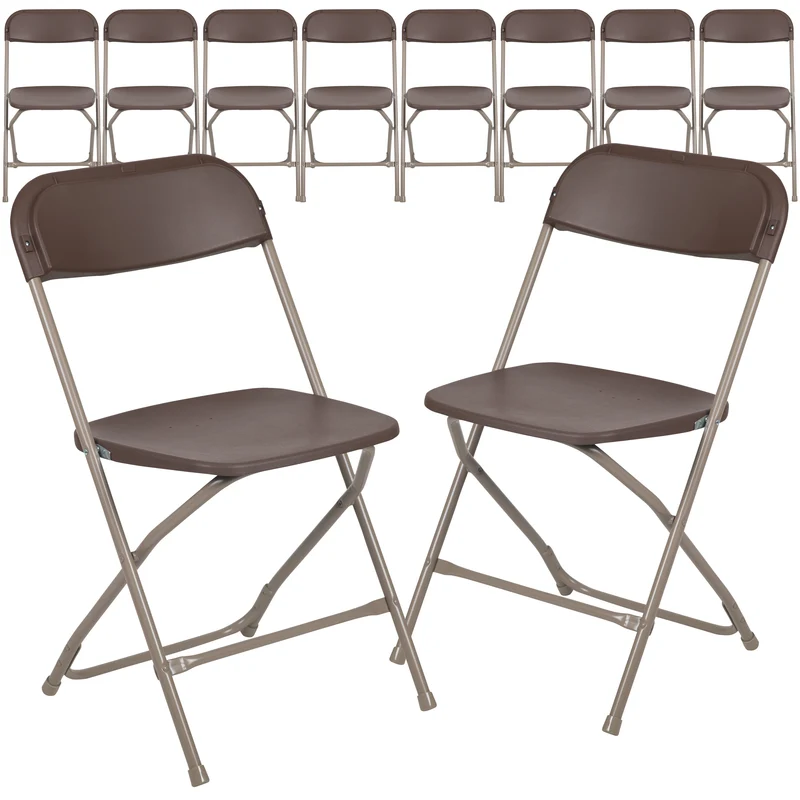Set of 10 Stackable Folding Plastic Chairs - 650 LB Weight Capacity