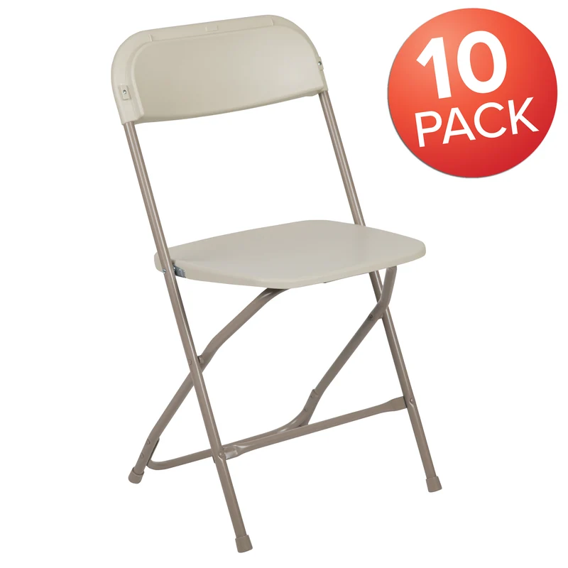 Set of 10 Stackable Folding Plastic Chairs - 650 LB Weight Capacity