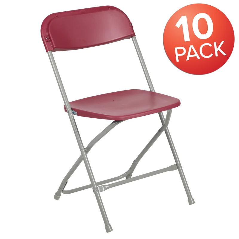 Set of 10 Stackable Folding Plastic Chairs - 650 LB Weight Capacity