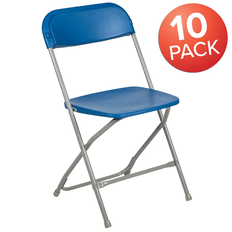 Set of 10 Stackable Folding Plastic Chairs - 650 LB Weight Capacity