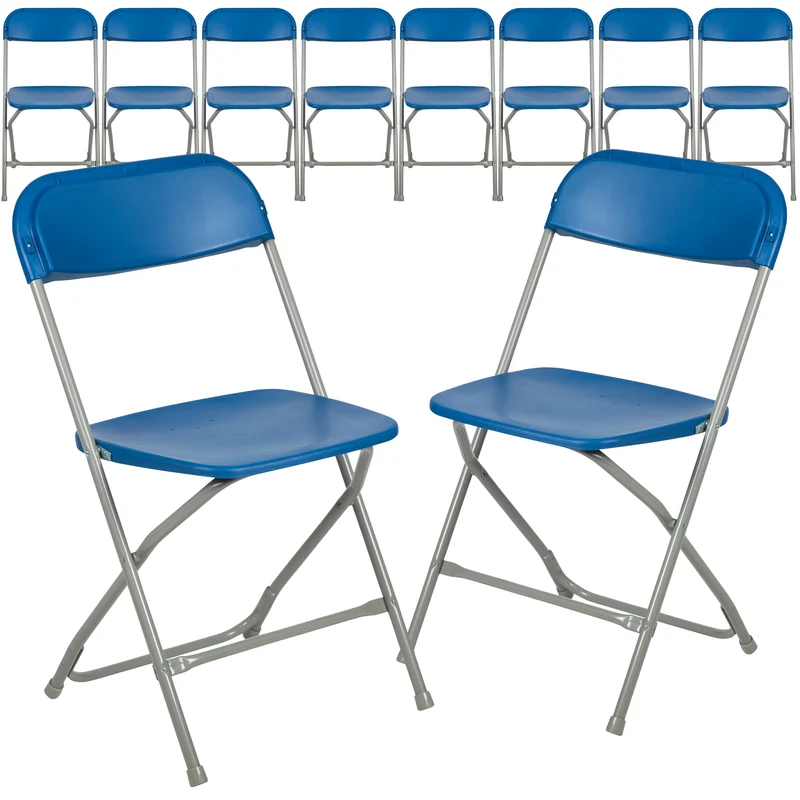 Set of 10 Stackable Folding Plastic Chairs - 650 LB Weight Capacity