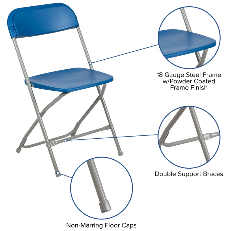 Set of 10 Stackable Folding Plastic Chairs - 650 LB Weight Capacity