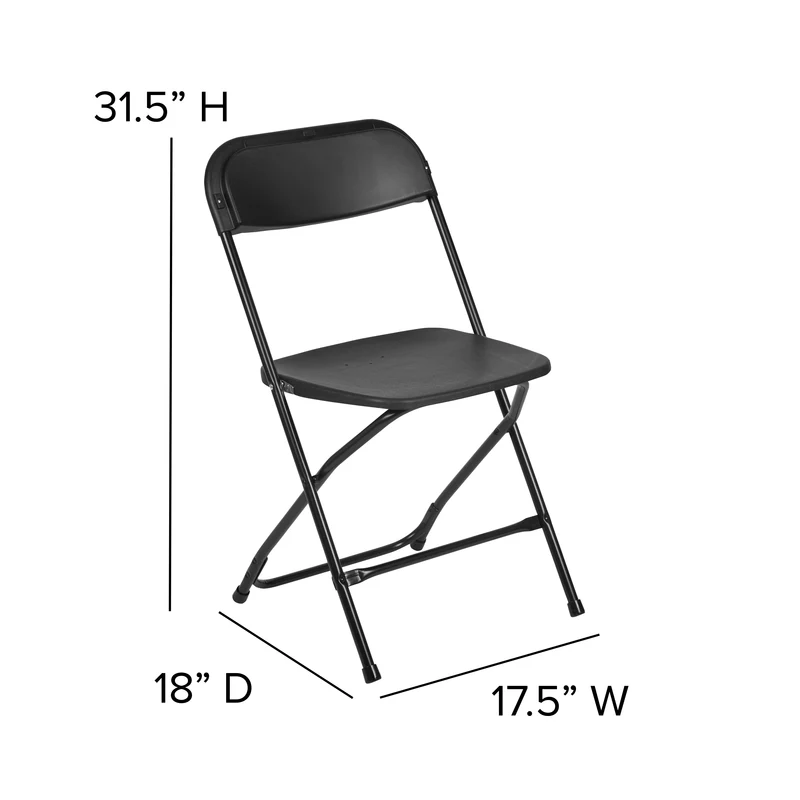 Set of 10 Stackable Folding Plastic Chairs - 650 LB Weight Capacity