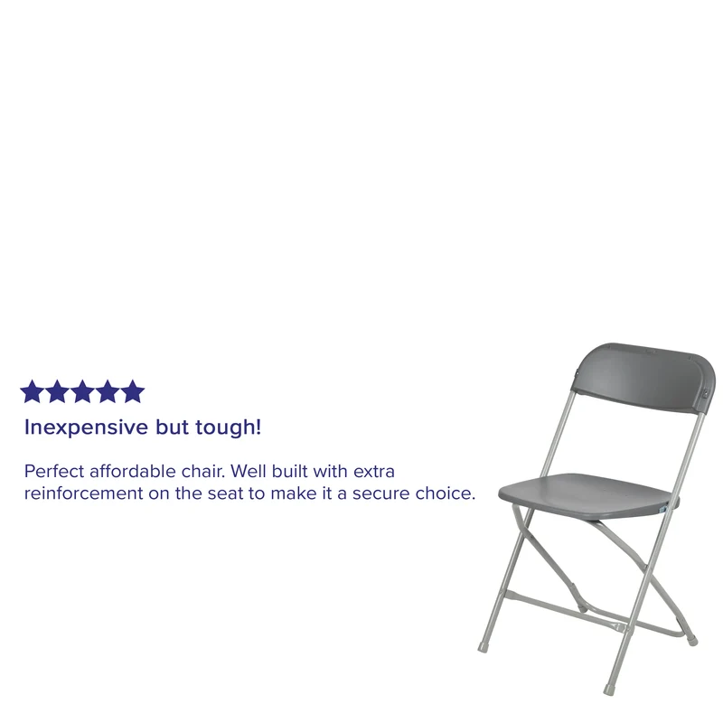 Set of 10 Stackable Folding Plastic Chairs - 650 LB Weight Capacity