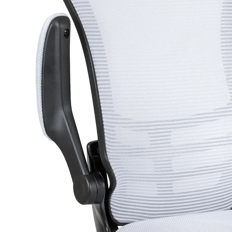 Mid-Back Mesh Ergonomic Drafting Chair with Foot Ring and Flip-Up Arms