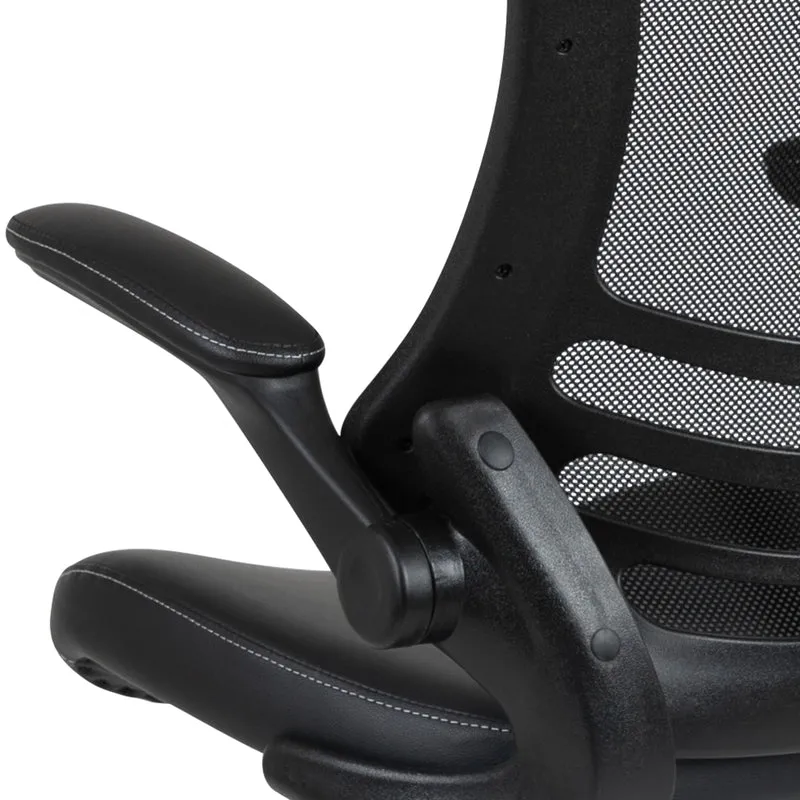 Mid-Back Mesh Ergonomic Drafting Chair with Foot Ring and Flip-Up Arms