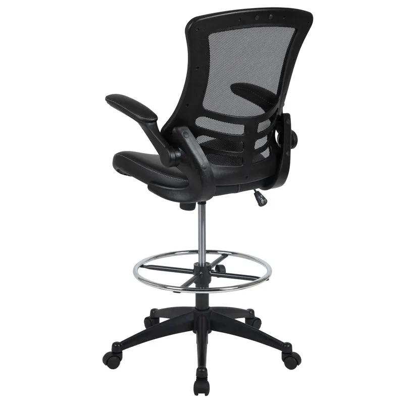 Mid-Back Mesh Ergonomic Drafting Chair with Foot Ring and Flip-Up Arms