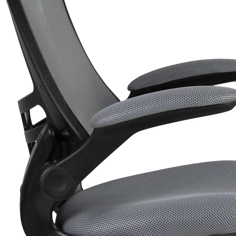 Mid-Back Mesh Ergonomic Drafting Chair with Foot Ring and Flip-Up Arms